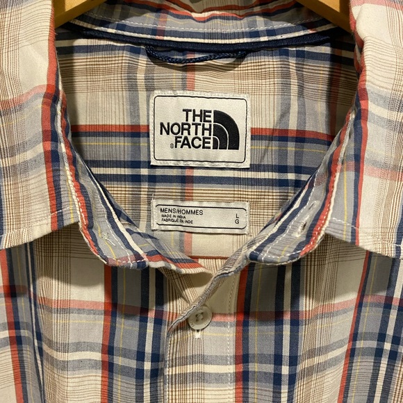 NORTH FACE Windowpane Plaid SS Button Up Shirt - Mens L, Cotton/Poly - Picture 2 of 7